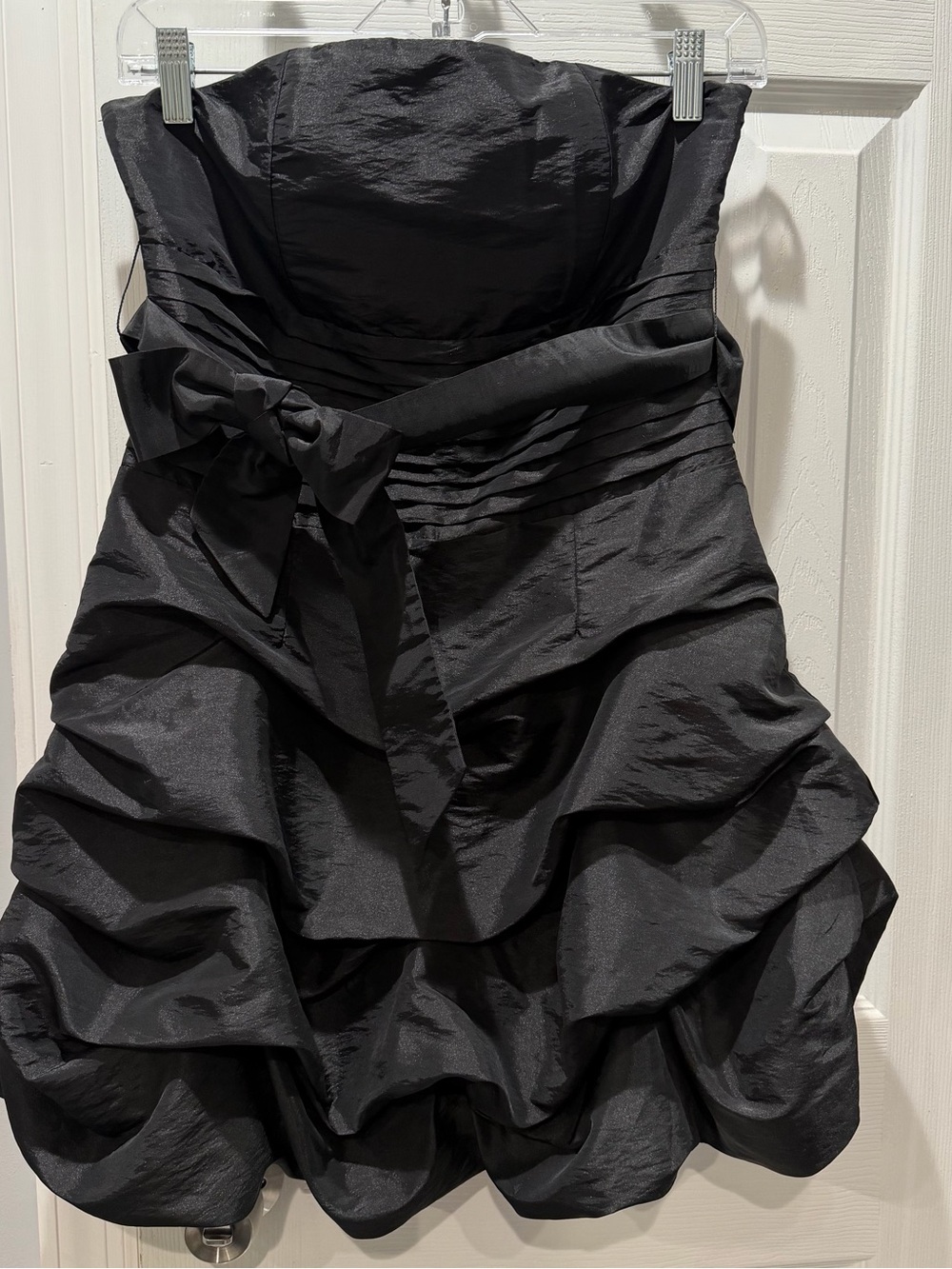 Twentyone Black Strapless Ruched Bubble Dress M Bow Cocktail Party Mini LBD